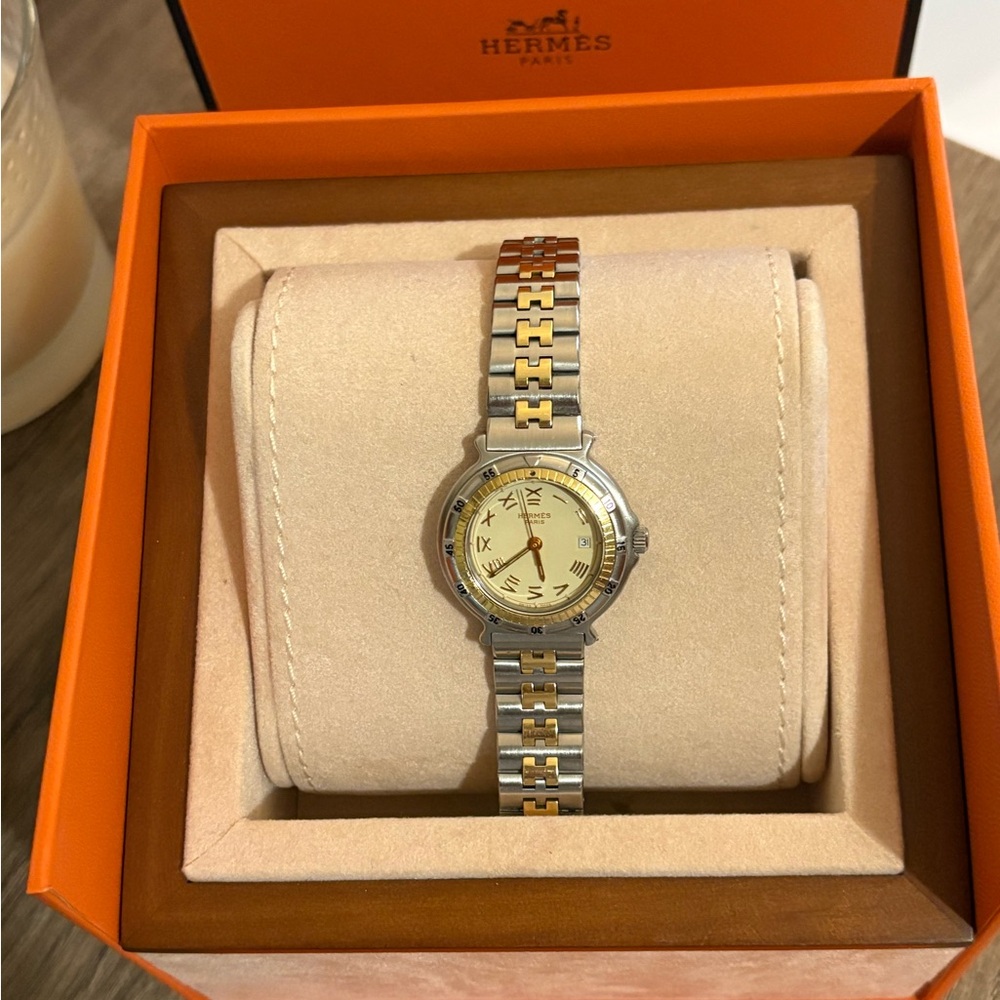 Hermès Two-Tone Silver and Gold Watch